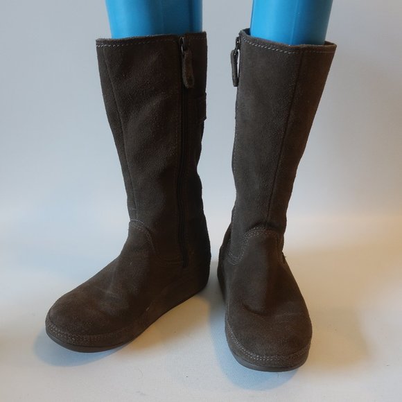 WOMENS FITFLOP BROWN CONCEALED PLATFORM SUEDE ZIP BOOTS 7 * - Picture 1 of 8